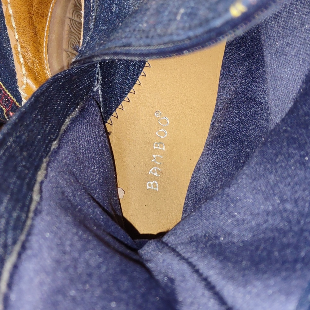 Bamboo Embellished Denim Moccasin Style Ankle Boots - Picture 11 of 16